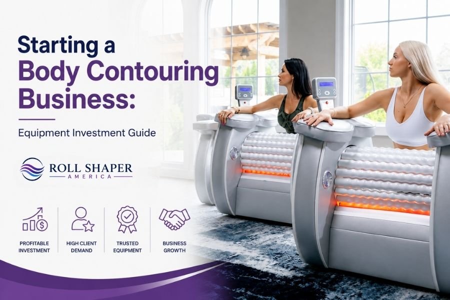 Modern body contouring business with a Roll Shaper machine in a wellness studio