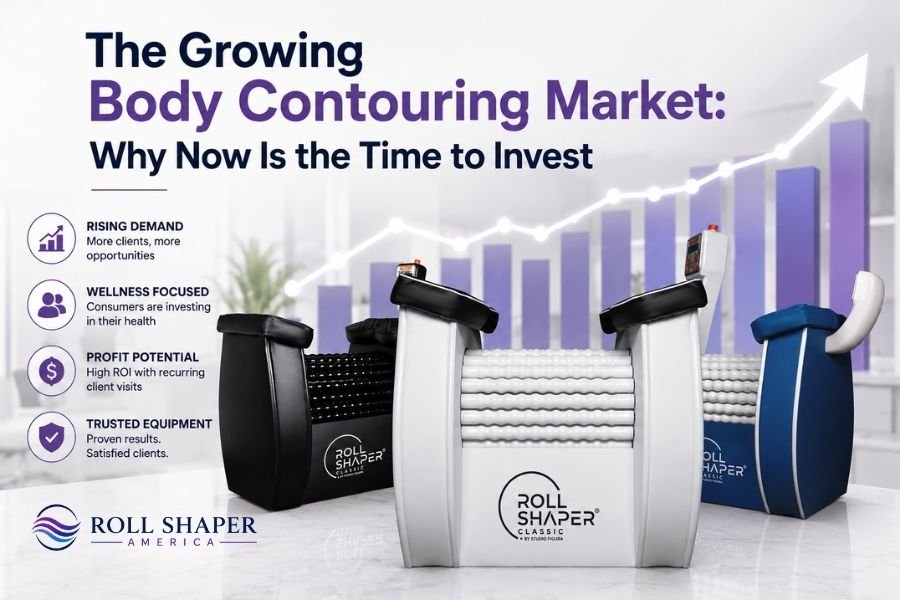 Shaper machine displayed in a modern body contouring and wellness studio