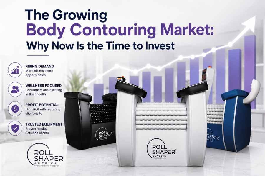 Shaper machine displayed in a modern body contouring and wellness studio
